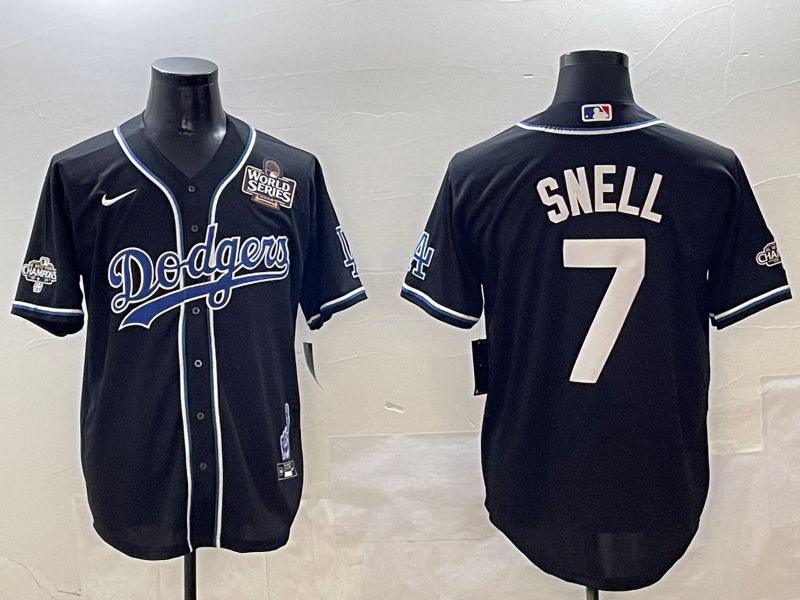 Men Los Angeles Dodgers #7 Snell Black Fashion Game 2025 Nike MLB Jersey style 3062